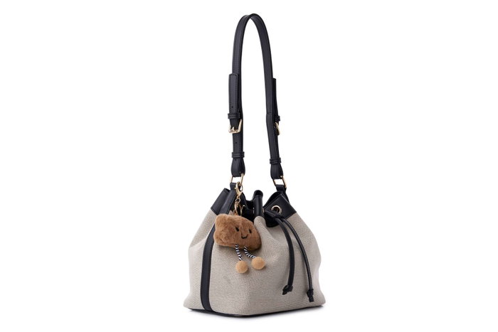 Lucky Bees Vera Bolsa de Hombro Negro y Crema